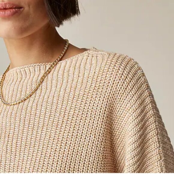 NWT J.Crew Retail XS Ribbed funnelneck sweater in linen-cotton blend - Picture 3 of 8